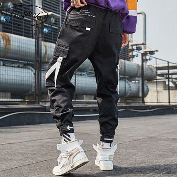 

2021 spring and autumn tide brand straps loose multi-pocket feet pants hip-hop overalls men's casual and comfortable1, Black
