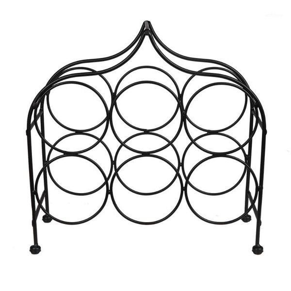 

black 6 bottle metal wine rack for tableor counter