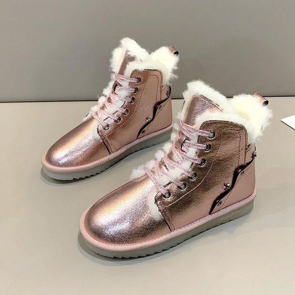 

women pink snow boots 2020 winter fashion ankle boots platform chunky woman shoes luxury designers silver padded ladies, Black