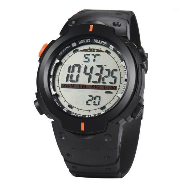 

2020 men fashion sport watches men led digital date quartz watch alarm waterproof clock1, Slivery;brown