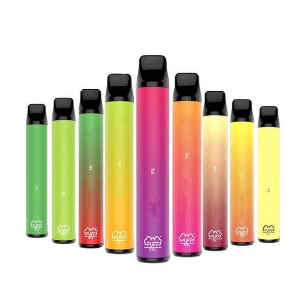

puff xxl disposable vape device 1100mah 1600+ puffs 10 colors puff bar plus xtra e cigarette vape pen