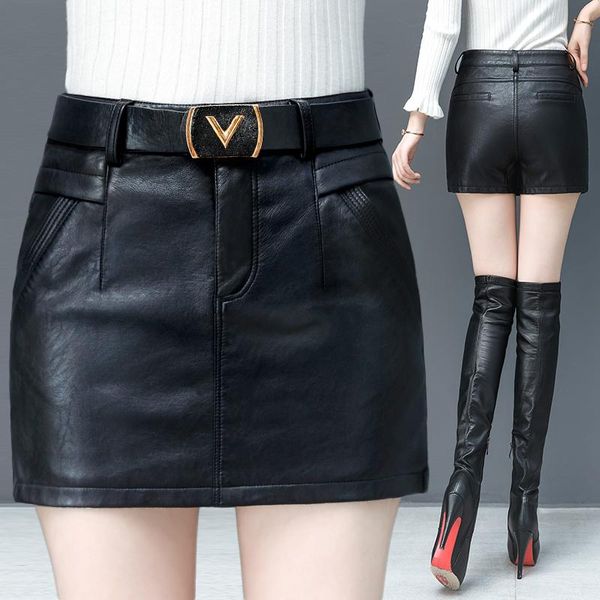 

shorts women's winter pants skirt high waist 2020 new autumn and winter fashion wear versatile a-line wide leg skirt pants, White;black