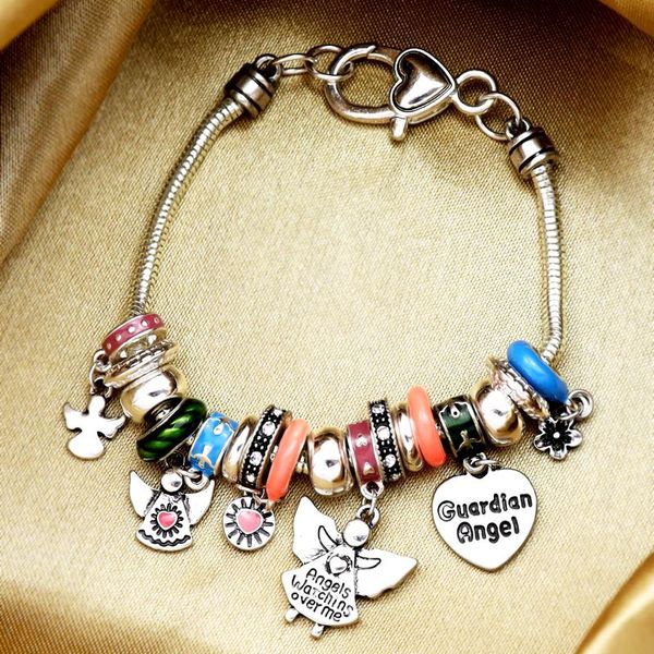

charm bracelets guardian protective heart snake chain praying evil eye lucky wing bangle catholic statement gift, Golden;silver