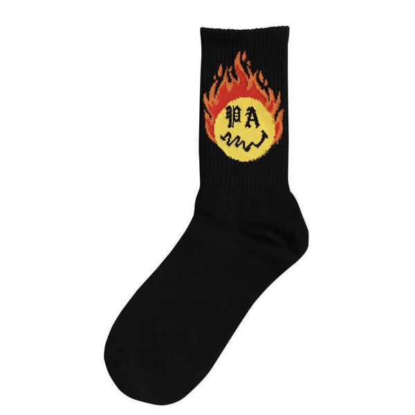 

sports, casual socks two pairs of palm 21ss spring and summer new flame smile street trend sports socks, Black