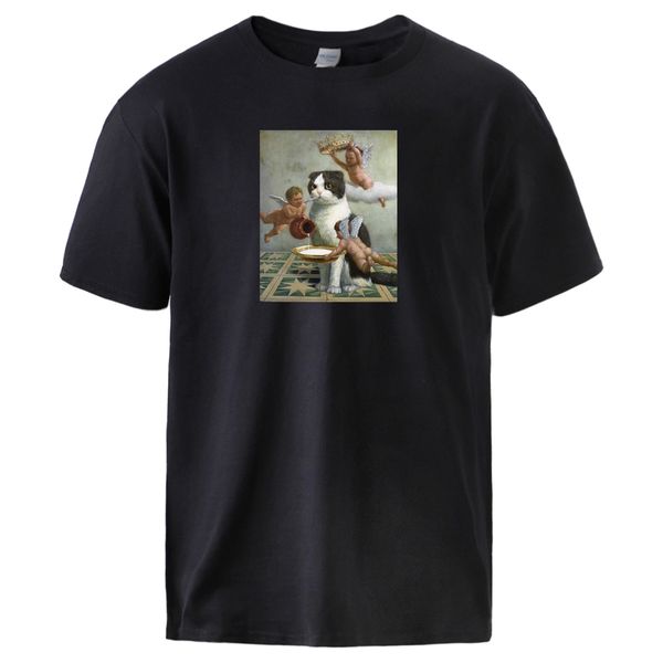 

funny cute cat print for man 2020 man brand summer loose fit streetwear short sleeve sportswear sport hooded sweatshirt hoodie men t shirt