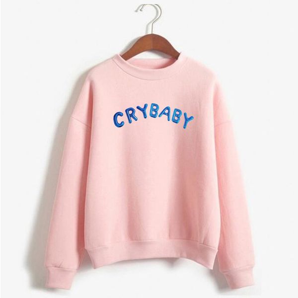 

cry baby hoodie women funny kawaii pink sweatshirt female long sleeve pullovers warm coats harajuku streetwear womens sweatshirt, Black