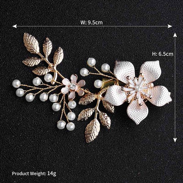 

retro gold metal flower crystal simulated pearls headpieces hairpin side clips bride noiva wedding party hair ornaments, Golden;silver