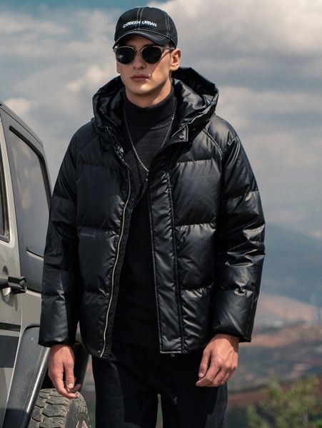 

men raglan sleeve hooded down coat y5jr#, Black;brown
