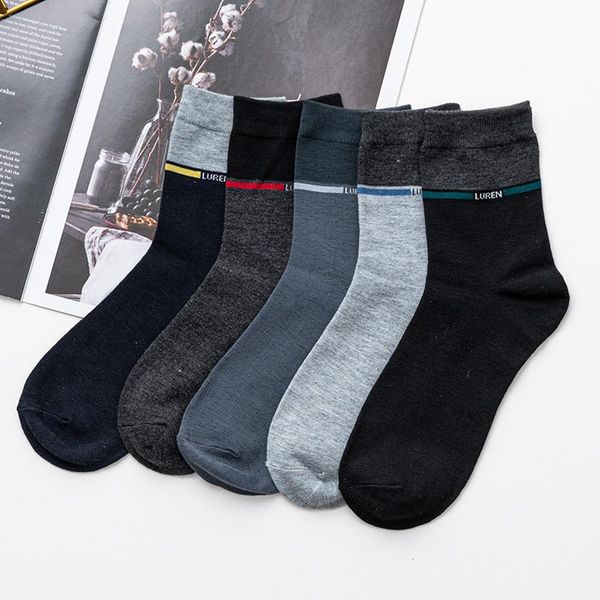 

men's socks [3 pairs] autumn men cotton fashion spring casual business male crew, Black
