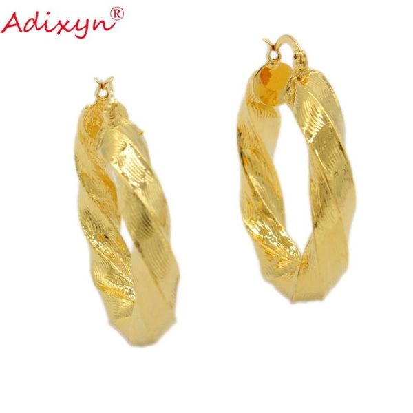 

adixyn новые серьги для женщин девушки цвета золота twist хооп серьги feminino подарки 40мм n071050, Golden;silver
