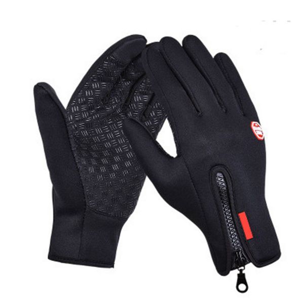 

touchscreen wind protection outdoor sports warm hiking zip-up ski winter waterproof gloves, Blue;gray