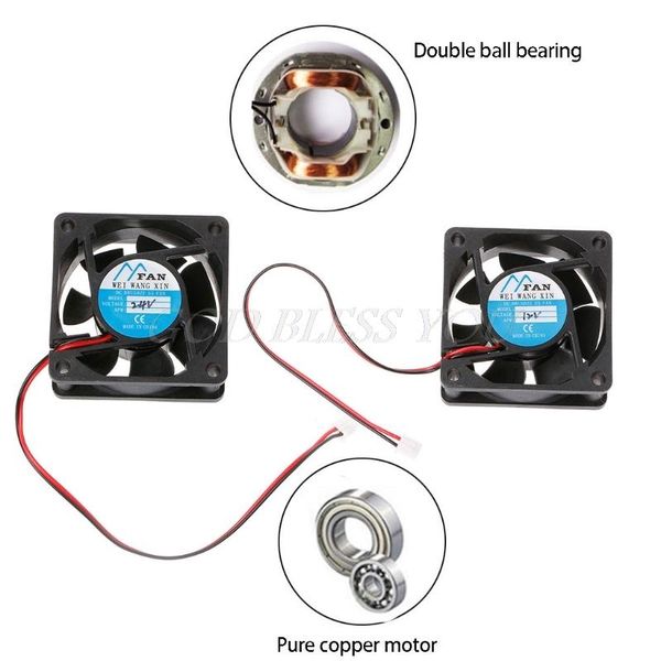 

fans & coolings mini cooling fan 60*60*25mm dc 12v 24v 2-pin cooler brushless pc cpu case 6025
