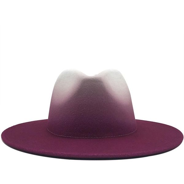 

women men wool vintage trilby felt fedora hat with wide brim gentleman elegant gradient rose for lady winter autumn jazz caps bbyncx, Black;white