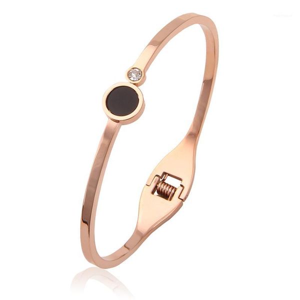 

bangle 2021 fashion jewelry rose gold women's cuff bangles with crystal stainless steel initial bracelet female1, Black