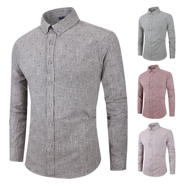 

spring autumn dot casual shirt men full sleeve square collar slim tees fashion wild1, White;black