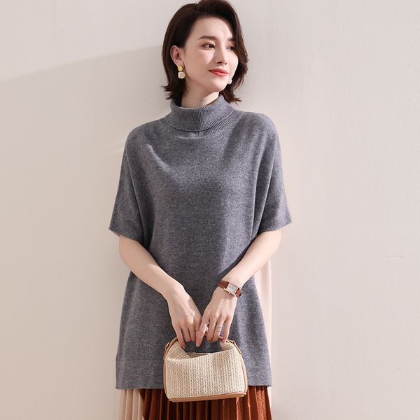 

2021 quality female lungs very soft and superior 100% pure cashmere knit sweaters 2-color sleeves high jumpers ladies' b7t0, White;black