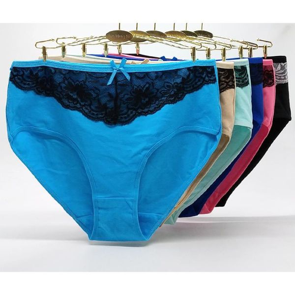

wholesale europe america women's clothing high-rise solid color women plus size 2xl 3xl 4xl cotton briefs panties 89240, Black;pink