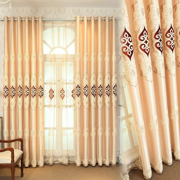 

european style curtains for living dining room bedroom high-end jacquard embroidery curtain tulle finished product customization