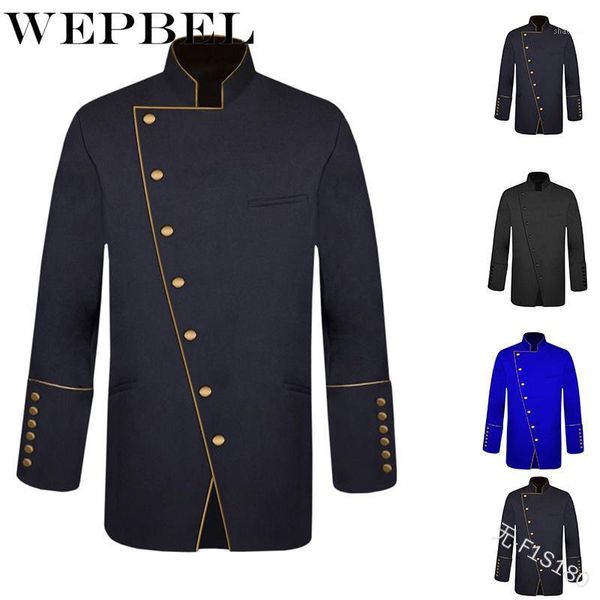 

wepbel punk medieval trench casual single-breasted coat buttons coat plus size s-5xl men retro long vintage jacket1, Black;brown