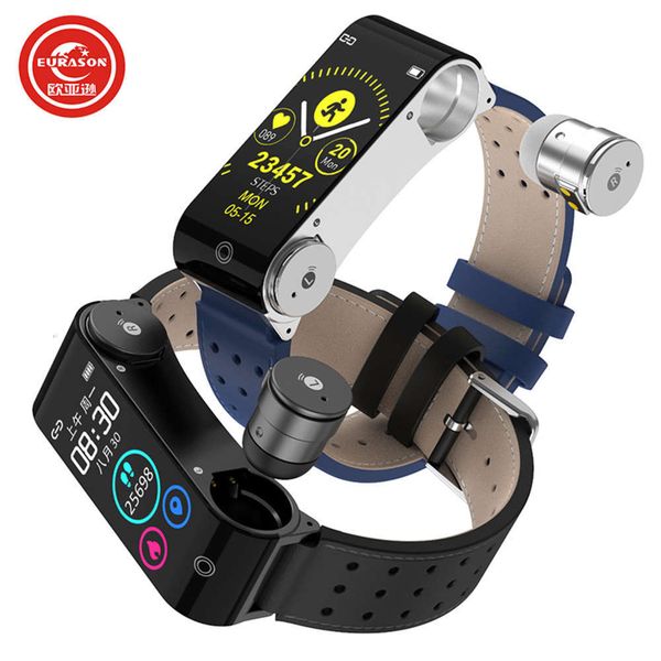 

eurasian l890 smart bracelet tws + binaural communication heart rate and blood prsure meter step movement msage reminderbgt