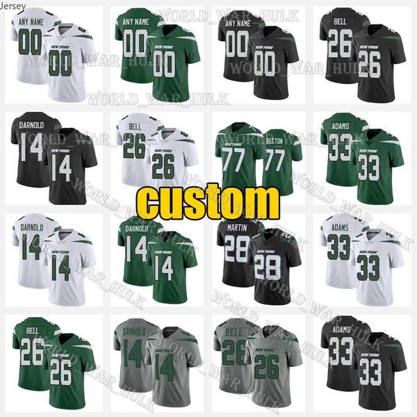 

new custom york jets jersey 14 sam darnold 26 leveon bell 28 curtis martin mekhi becton wayne chrebet chris hogan lewis football, Black;red