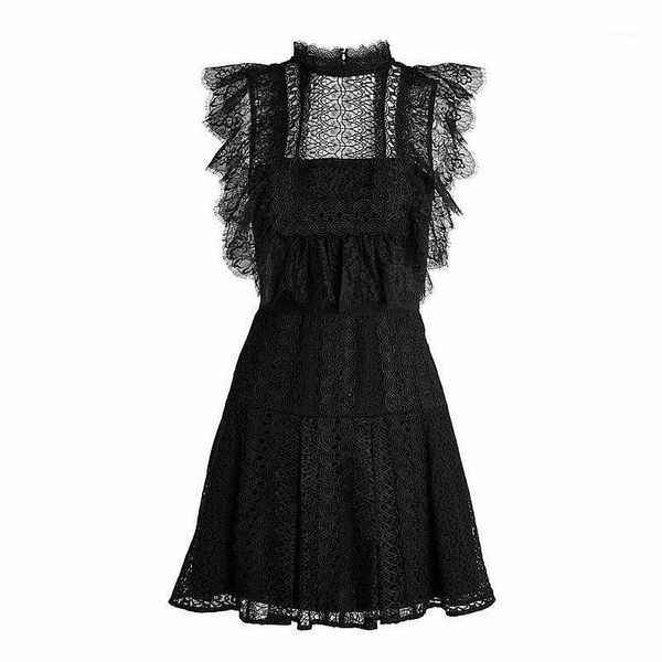 

casual dresses 2021 autumn style women dress lace stitching sleeveless ladys vest dress1, Black;gray