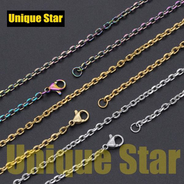 

3pcs/lot 3mm 100% stainless steel rainbow/gold plated basic cross link chain necklace wholesale diy jewelry making basic chains, Silver