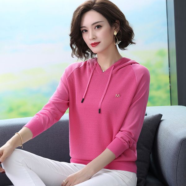 

весна с капюшоном 2020 новый корейский стиль женщин свободный короткий женский трикотажный с капюшоном топ весной и осенью тонкий модный top, Black