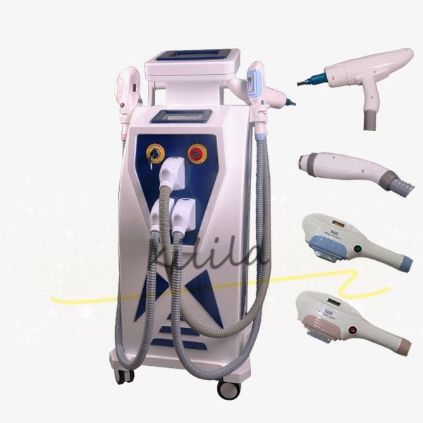 Multi-função Beauty Eqiupment 4 em 1 IPL 360 magneto / RF / ND yag laser para a pele boneca carbono negro descascando a depilação e remoção de tatuagem