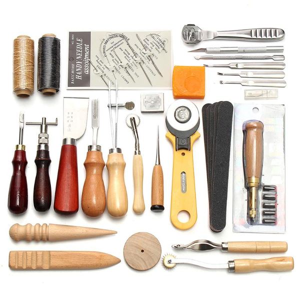 

1 set leather craft tools punch kit stitching carving sewing saddle groover wwo66