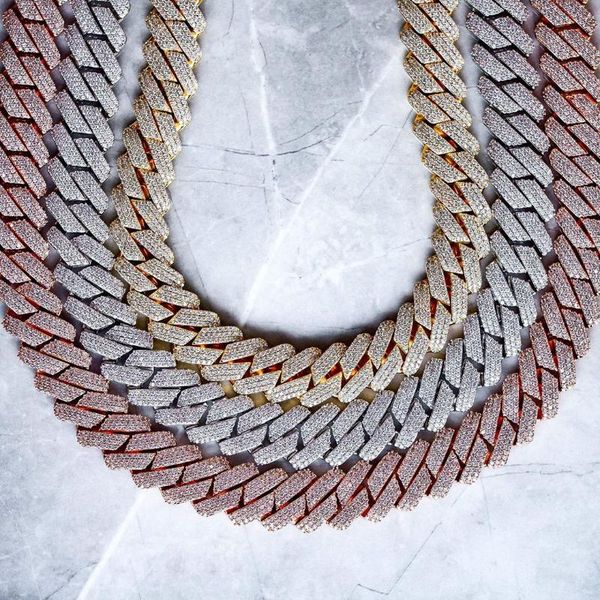 

chokers iced out men jewelry 5a cz hip hop bling micro pave 19mm cuban link chain big heavy chunky necklace for boy, Golden;silver