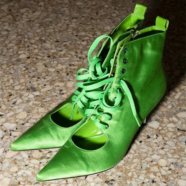 

boots rivet hollow spring summer womens pointed toe lace up zip genuine leather thin high heels ankle feminino, Black