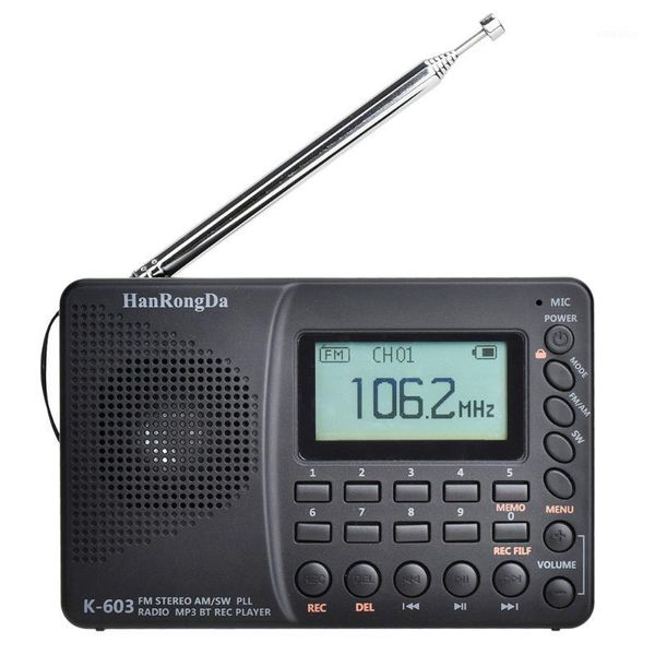 

professional mini hrd-603 portable radio am/fm/sw/bf pocket radio usb mp3 digital recorder bluetoothgood sound receiver1