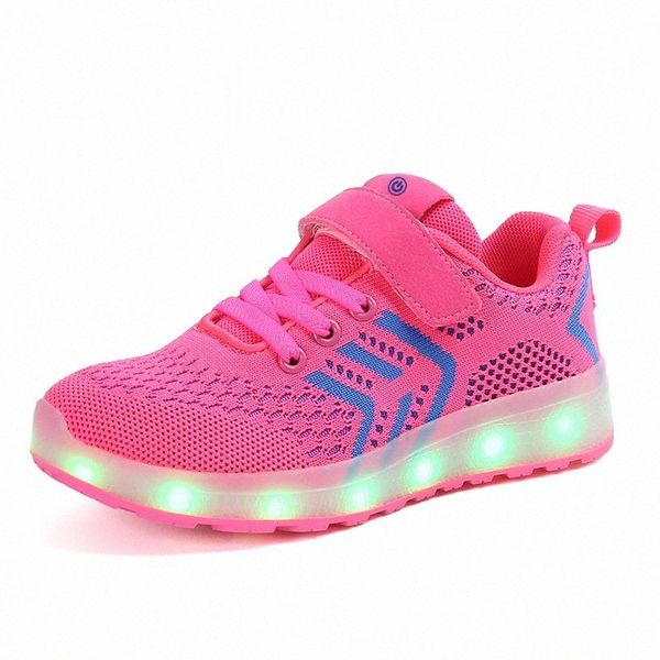 

breathable 2018 new 25-37 usb charger glowing sneakers led children lighting shoes boys/girls illuminated luminous sneaker pink #tc7d