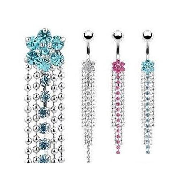 

stainless steel rhinestone body piercing jewelry belly button navel rings navel buckle earrings dangle accessories fashion charm ud30m, Silver