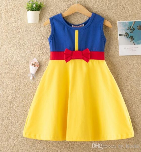 

little girls princess dresses summer cartoon children kids princess dress casual clothes kid trip frocks party costume gga3497-1, Red;yellow