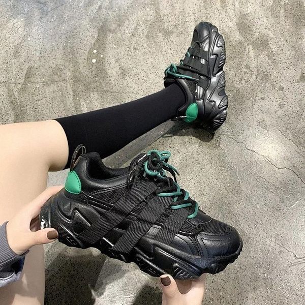 

black sneakers women shoes 2020 platform sneakers vulcanized shoes chunky trainers women casual dad tenis de mujer #xn1t