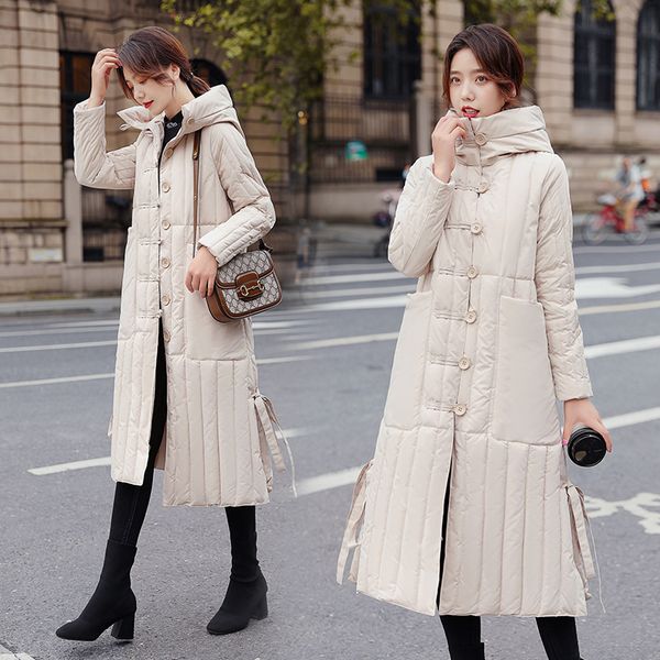 

2021 new winter jacket women x-long new parka women brand coats hooded ladies jackets female parka thick padded winter coat kw8u, Black