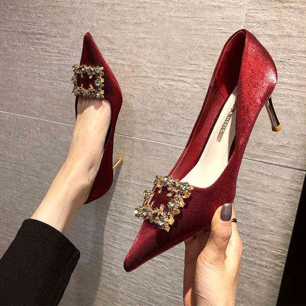 

women's sandals 536-16 pointed high heel's thin heels spring 2022 wedding bride's black single shoes size 32-43