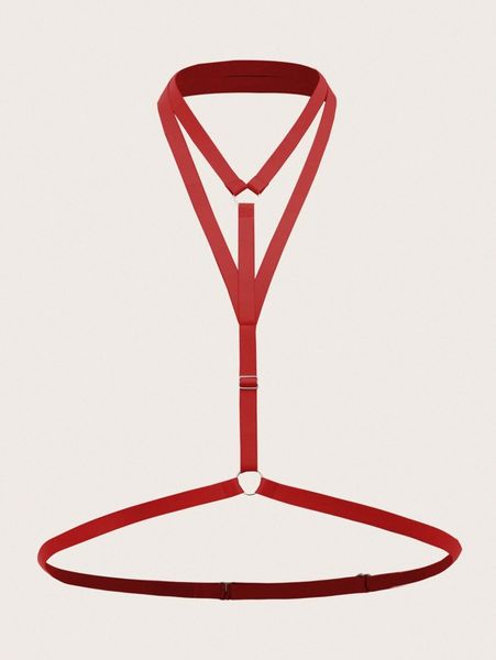 

plus ring linked harness bra v9bj#, Black;white