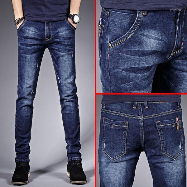 

new style men jeans, comfortable slim denim cotton trousers small size 27-36 fashionable high-quality elastic men jeans1, Blue