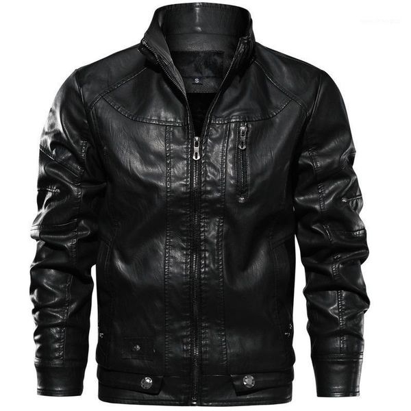 

men's fur & faux men pu jacket leather coats motorcycle jackets slim fit windbreaker fashion male tactical fan pilot outerwear1, Black