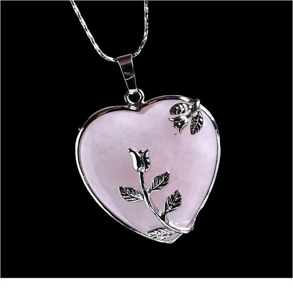 

1pc natural crystal rose quartz heart pendant mineral jewelry couple decoration christmas & diy gifts accessories men a qylzws, Black