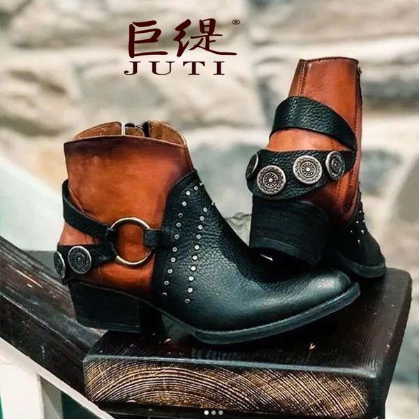 

boots 35-43 large women's leather 2021 autumn and winter, Black