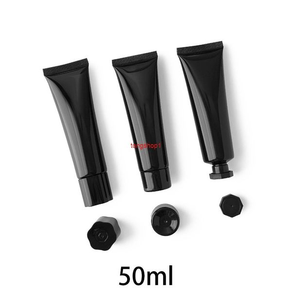 Leere 50 ml schwarze kosmetische Quetschtube 50 g Make-up-Lotion-Behälter Hautpflege-Creme-Verpackung Plastikflasche Kostenloser VersandKostenloser Versand