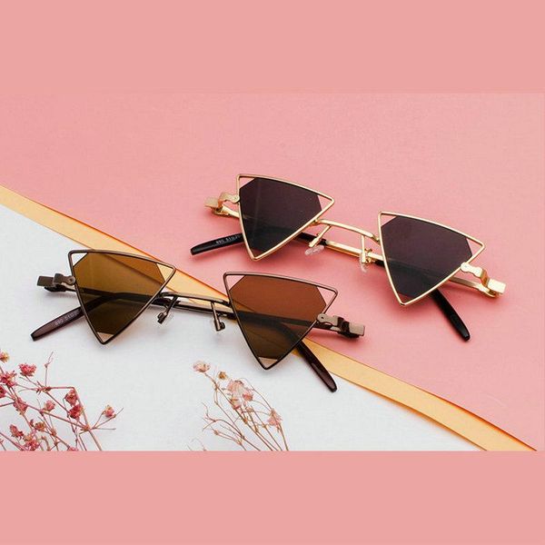

sunglasses 2021 women fashion small frame triangle brand designer vintage punk cat sun glasses diamond fml, White;black