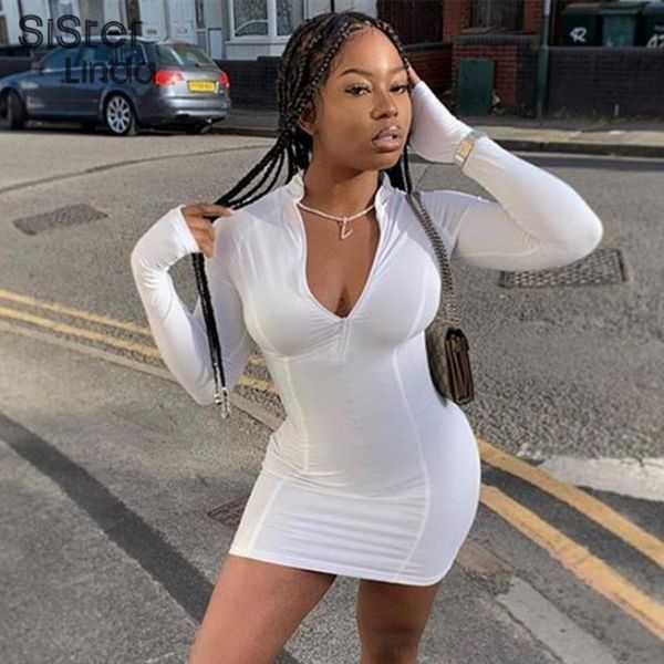 

sisterlinda turtleneck zipper sport dress women white bodycon fitness skinny mini dresses fashion streetwear activewear clothing, Black;gray