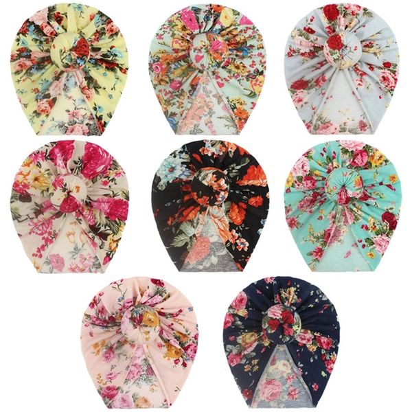 

tie-dye flower printed baby bandanas hats casual fashion kids newborn cute hat caps headwear infant boys girls hair jewelry gg20302, Slivery;white
