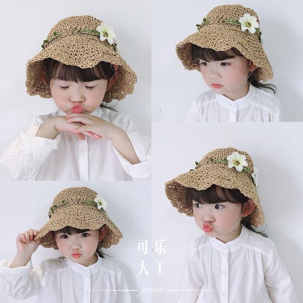 

2020 нового прибытия цветка лето соломенной шляпе дети бич hat для девочек мальчиков открытого шлемов sun для детей панамы кепки gorros bbyp, Black;white