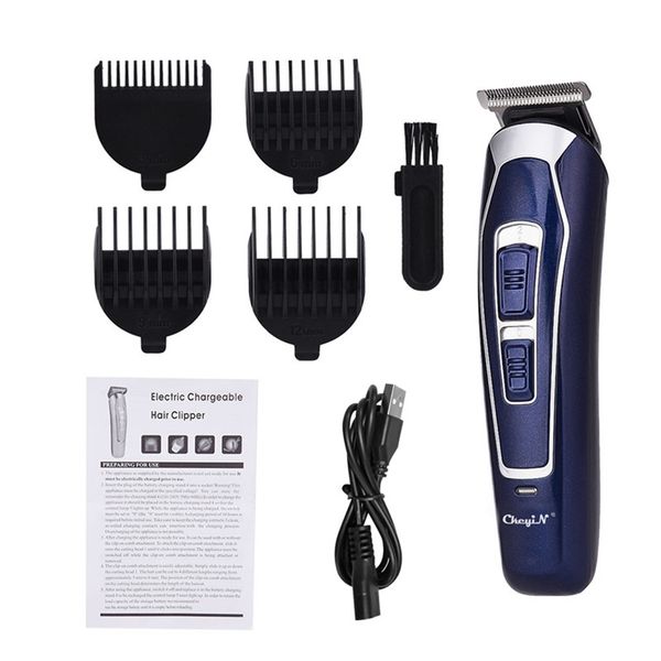 

ckeyin fast charging hair trimmer low noise strong haircutting household scissors razor clipper with steel blade limit guide 220119